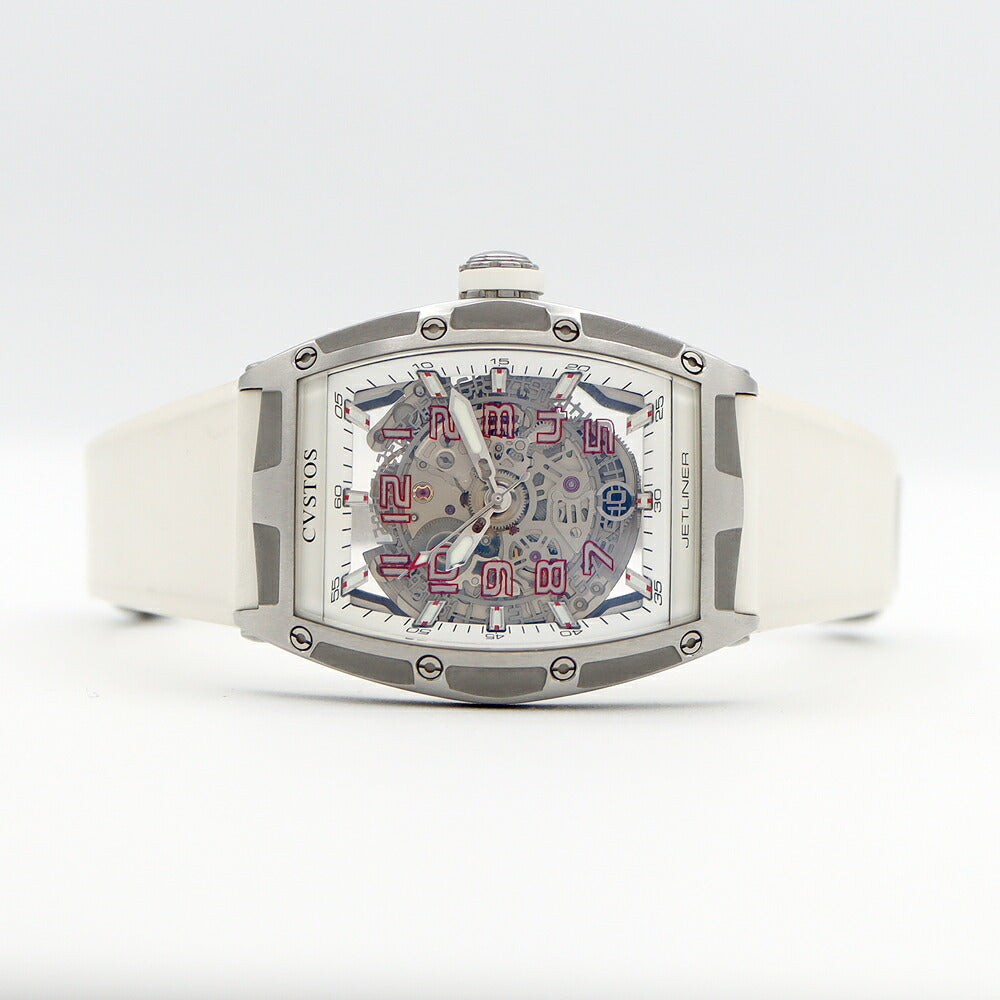 CVSTOS Challenge Jetliner CVT-RB-JET Back Skelton Date Skeleton SS Stainless Steel Genuine Belt Genuine Buckle Men's Automatic Winding [6 Month Warranty] [Watch] [Used]