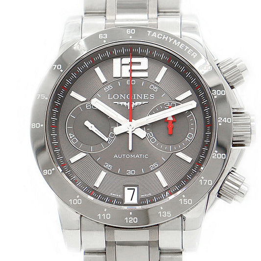 Internally inspected LONGINES Admiral Chronograph L3.667.4 Date 100m Water Resistant Gray SS Stainless Steel Men's Automatic Winding [6 Month Warranty] [Watch] [Used]