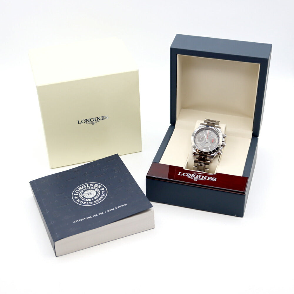 内部点検済 LONGINES ロンジン アドミラル クロノグラフ L3.667.4 デイト 100m防水 グレー SS ステンレス メンズ 自動巻き【6ヶ月保証】【腕時計】【中古】