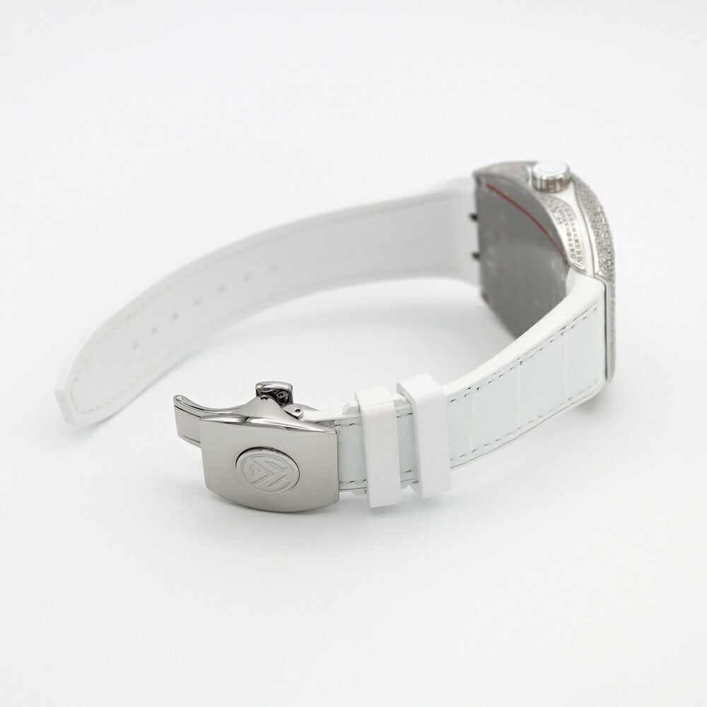 FRANCK MULLER フランクミュラー ヴァンガード ダイヤベゼル ダイヤ文字盤 V45SCDT ACBC ダイヤモンド 30m防水 デイト SS ステンレス 純正ベルト 純正バックル尾錠 アフターダイヤ メンズ 自動巻き【6ヶ月保証】【中古】【腕時計】