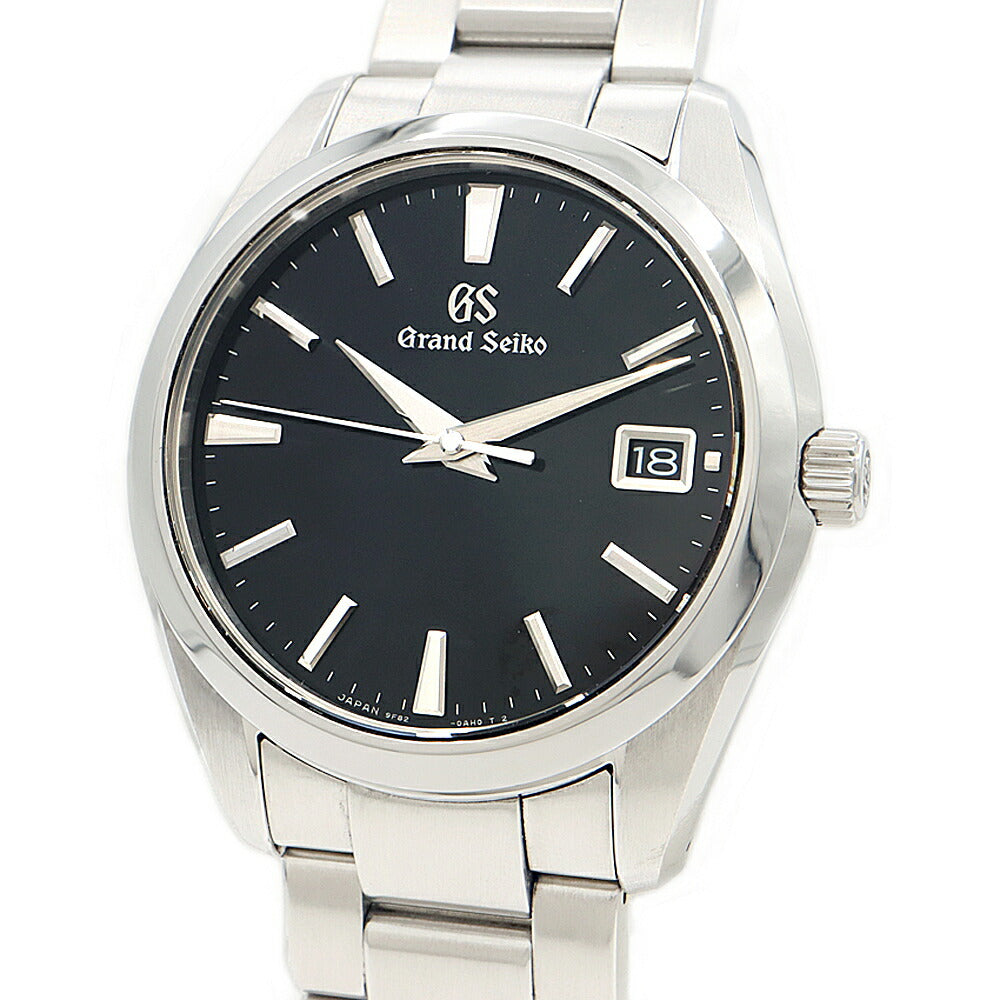 電池交換済 SEIKO セイコー GS グランドセイコー ヘリテージコレクション 9F82-0AF0 100m防水 デイト 黒 ブラック SS ステンレス メンズ クォーツ【6ヶ月保証】【腕時計】【中古】