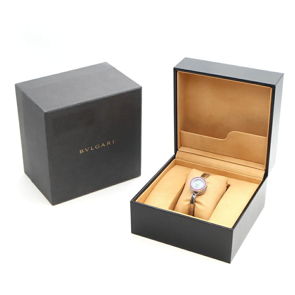 電池交換済 BVLGARI ブルガリ B-zero1 ビーゼロワン ロードライトガーネット Mサイズ BZ22S 青 ブルーシェル SS レディース クォーツ【6ヶ月保証】【腕時計】【中古】