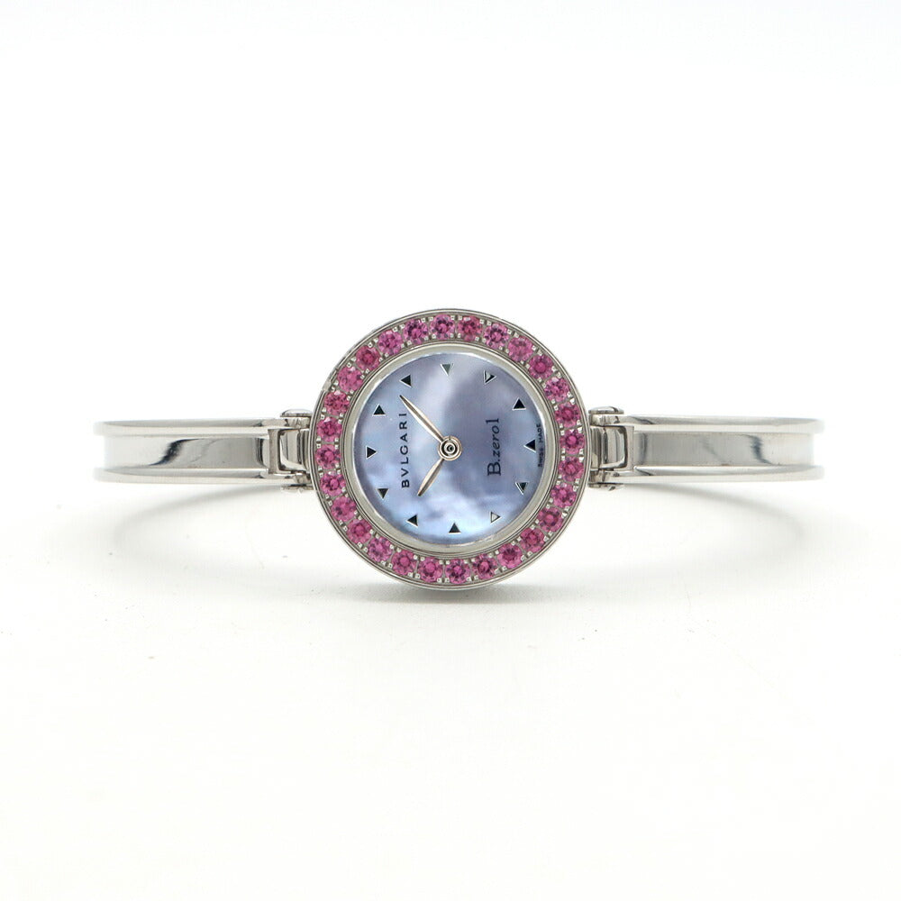 電池交換済 BVLGARI ブルガリ B-zero1 ビーゼロワン ロードライトガーネット Mサイズ BZ22S 青 ブルーシェル SS レディース クォーツ【6ヶ月保証】【腕時計】【中古】