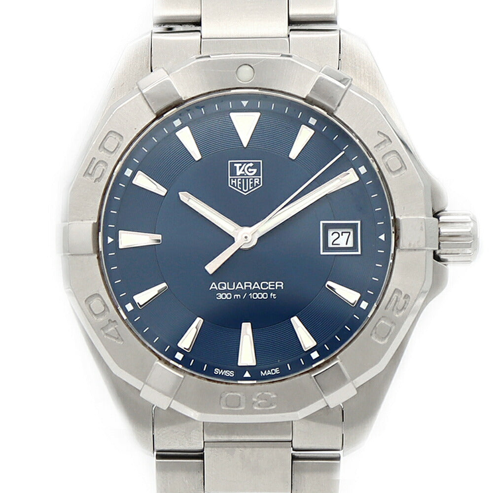 電池交換済 TAG Heuer タグホイヤー アクアレーサー WAY1112 デイト 300m防水 青 ブルー SS ステンレス メンズ クォーツ【6ヶ月保証】【腕時計】【中古】