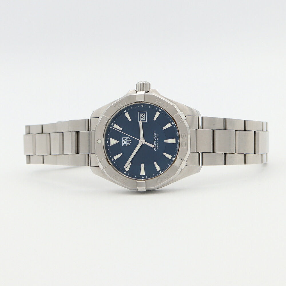 電池交換済 TAG Heuer タグホイヤー アクアレーサー WAY1112 デイト 300m防水 青 ブルー SS ステンレス メンズ クォーツ【6ヶ月保証】【腕時計】【中古】