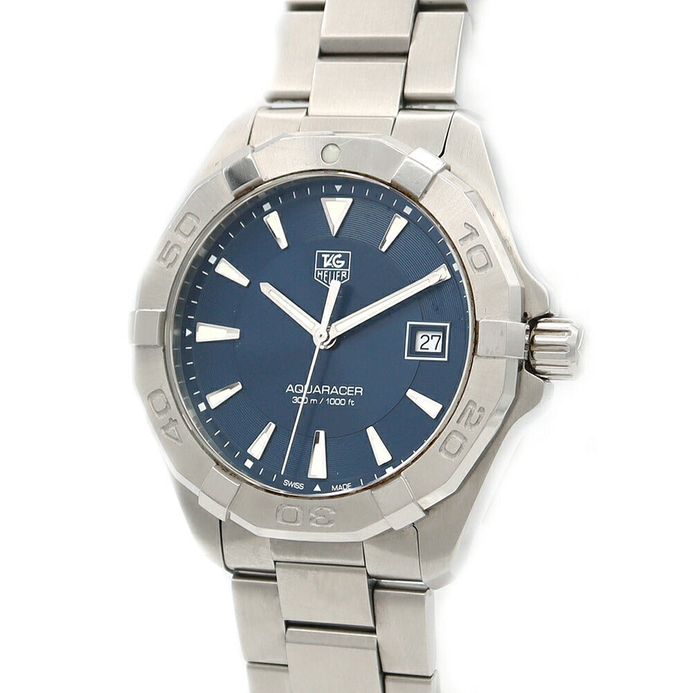 電池交換済 TAG Heuer タグホイヤー アクアレーサー WAY1112 デイト 300m防水 青 ブルー SS ステンレス メンズ クォーツ【6ヶ月保証】【腕時計】【中古】