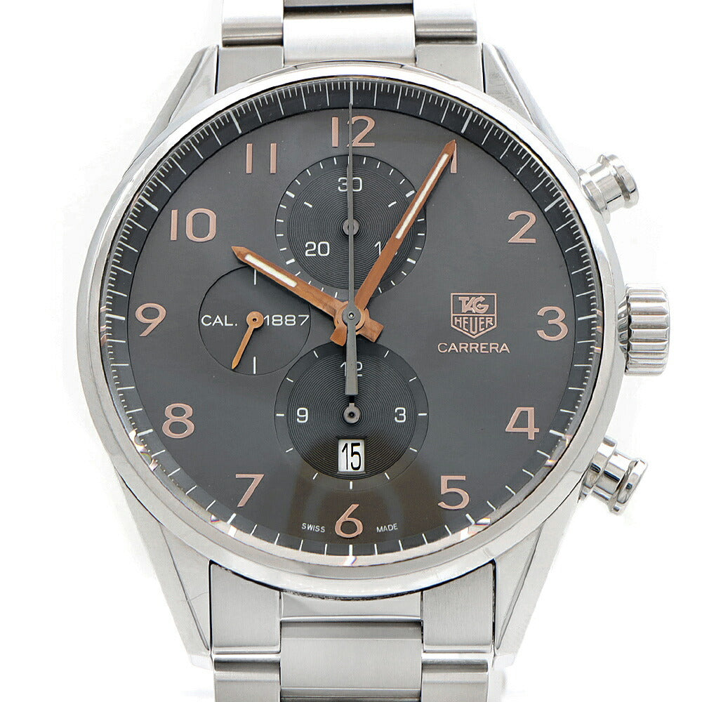 TAG Heuer タグホイヤー カレラ キャリバー1887 クロノグラフ CAR2013 デイト 100m防水 裏スケ グレー SS ステンレス メンズ 自動巻き【6ヶ月保証】【腕時計】【中古】