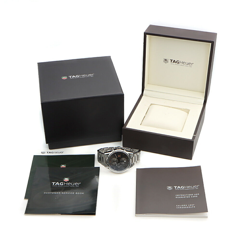 TAG Heuer タグホイヤー カレラ キャリバー1887 クロノグラフ CAR2013 デイト 100m防水 裏スケ グレー SS ステンレス メンズ 自動巻き【6ヶ月保証】【腕時計】【中古】