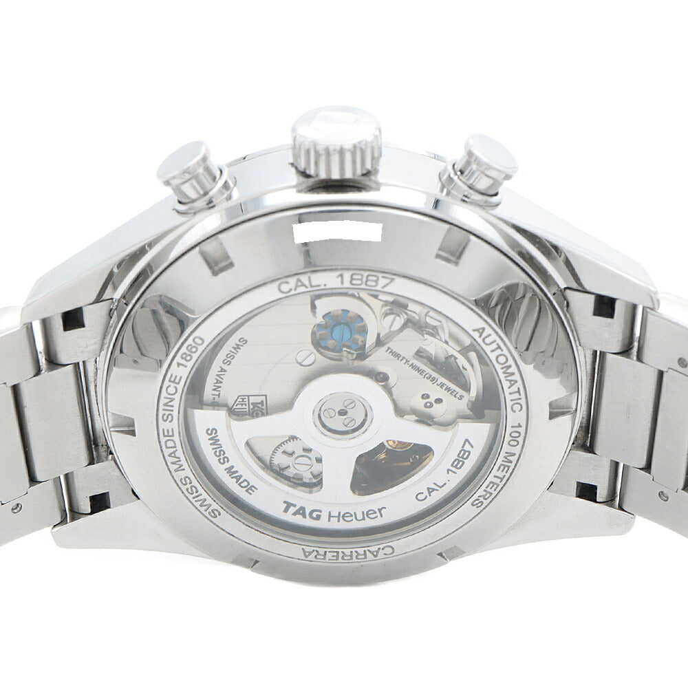 TAG Heuer タグホイヤー カレラ キャリバー1887 クロノグラフ CAR2013 デイト 100m防水 裏スケ グレー SS ステンレス メンズ 自動巻き【6ヶ月保証】【腕時計】【中古】