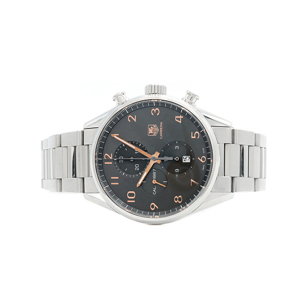 TAG Heuer タグホイヤー カレラ キャリバー1887 クロノグラフ CAR2013 デイト 100m防水 裏スケ グレー SS ステンレス メンズ 自動巻き【6ヶ月保証】【腕時計】【中古】