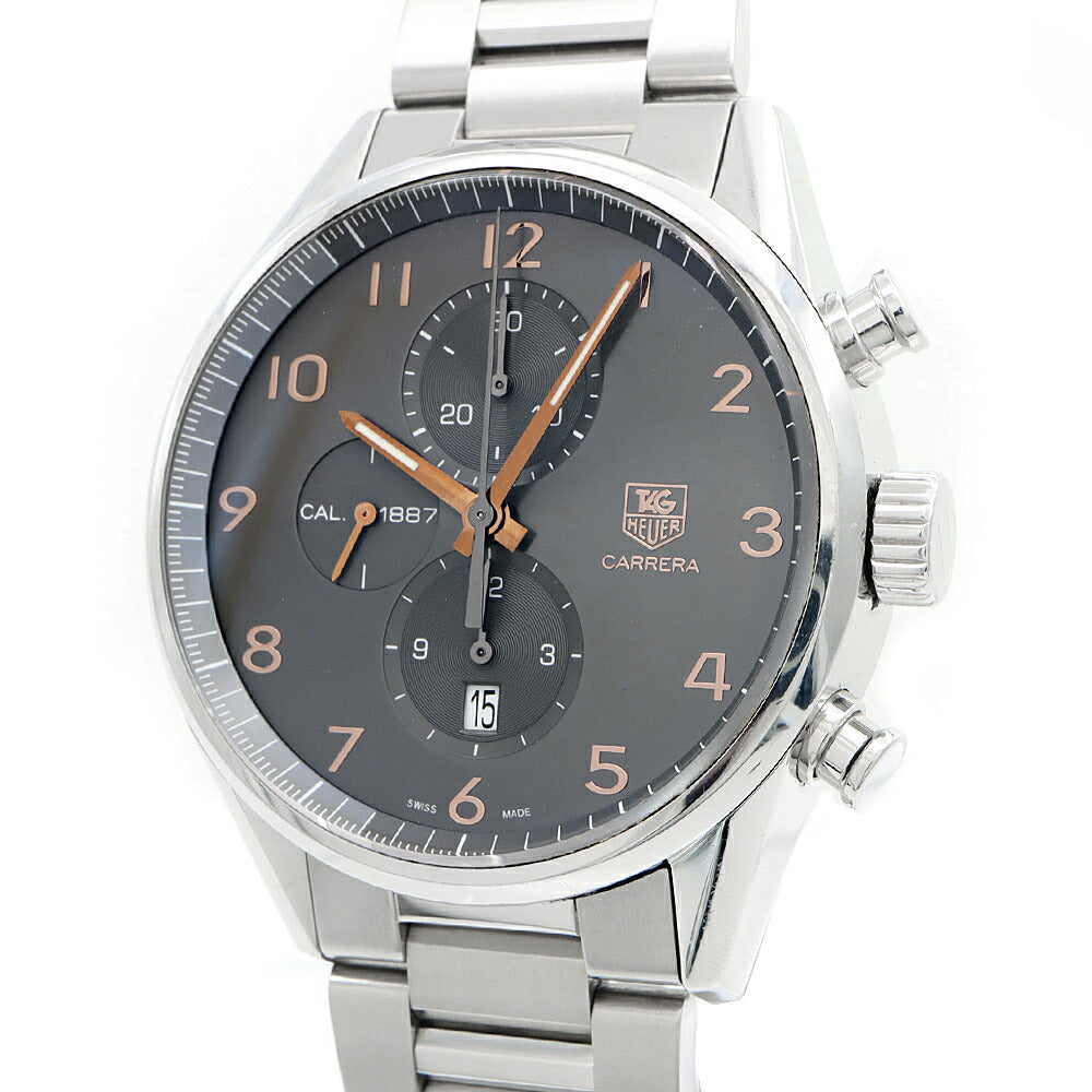 TAG Heuer タグホイヤー カレラ キャリバー1887 クロノグラフ CAR2013 デイト 100m防水 裏スケ グレー SS ステンレス メンズ 自動巻き【6ヶ月保証】【腕時計】【中古】