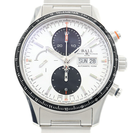 BALL ボール ウォッチ ストークマン ストームチェイサープロ CM3090C デイデイト 100m防水 裏スケ 白 ホワイト SS ステンレス メンズ 自動巻き【6ヶ月保証】【腕時計】【中古】