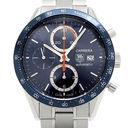 内部点検済 TAG Heuer タグホイヤー カレラ タキメーター クロノグラフ CV2015 デイト 裏スケ 100m防水 青 ブルー SS ステンレス メンズ 自動巻き【6ヶ月保証】【腕時計】【中古】
