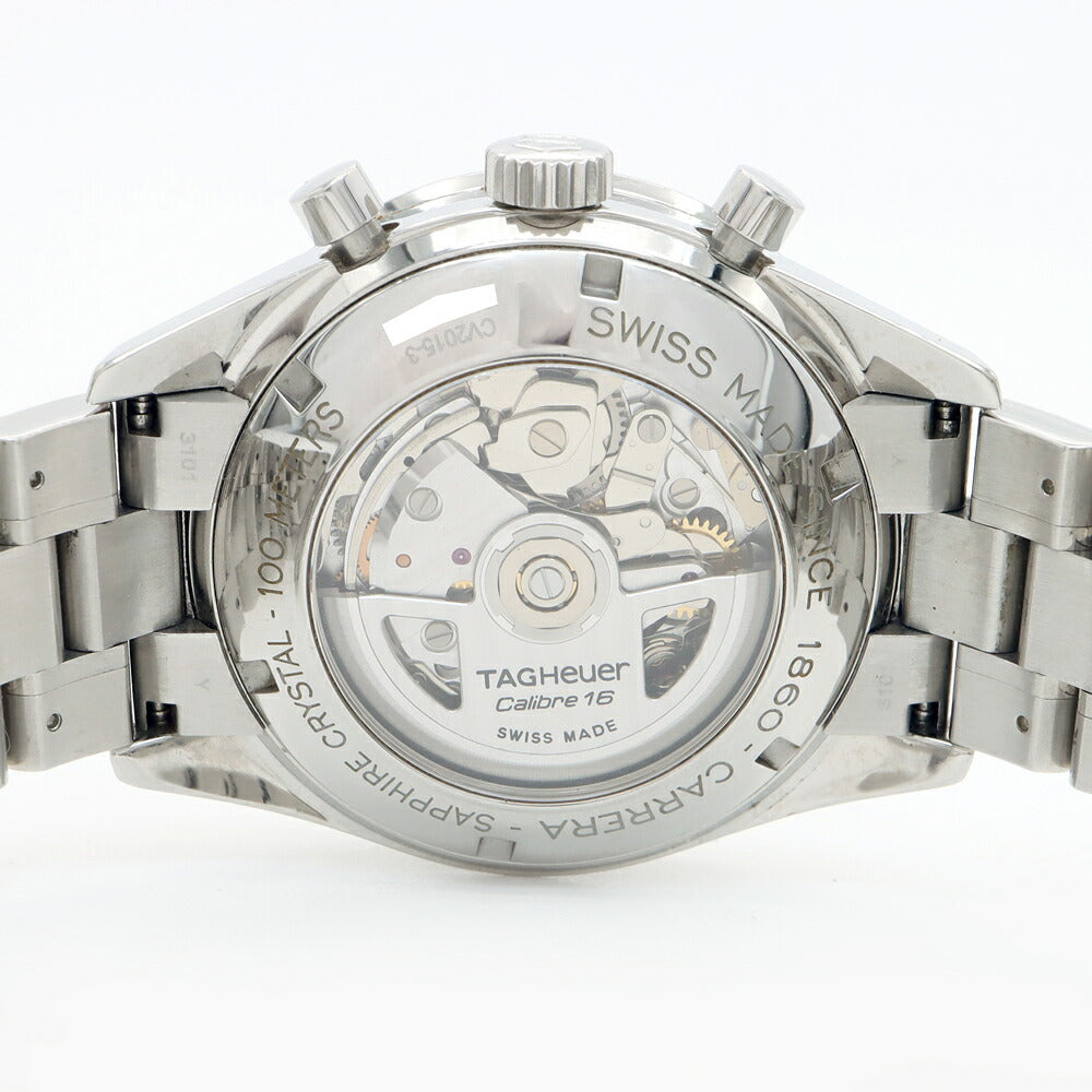 内部点検済 TAG Heuer タグホイヤー カレラ タキメーター クロノグラフ CV2015 デイト 裏スケ 100m防水 青 ブルー SS ステンレス メンズ 自動巻き【6ヶ月保証】【腕時計】【中古】