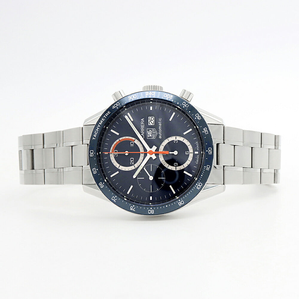 内部点検済 TAG Heuer タグホイヤー カレラ タキメーター クロノグラフ CV2015 デイト 裏スケ 100m防水 青 ブルー SS ステンレス メンズ 自動巻き【6ヶ月保証】【腕時計】【中古】