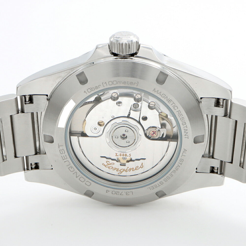 LONGINES ロンジン コンクエスト L3.720.4 デイト 100m防水 裏スケ 青 ブルー SS ステンレス メンズ 自動巻き【6ヶ月保証】【腕時計】【中古】