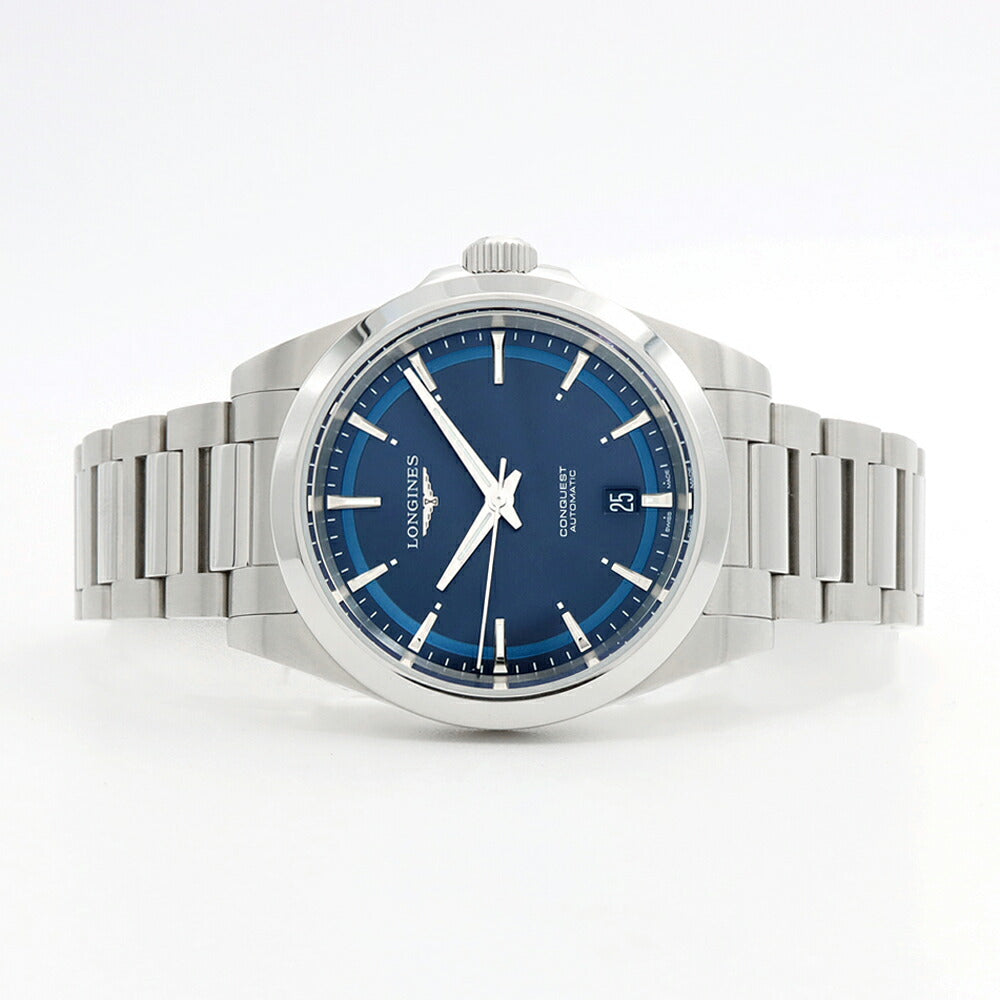 LONGINES ロンジン コンクエスト L3.720.4 デイト 100m防水 裏スケ 青 ブルー SS ステンレス メンズ 自動巻き【6ヶ月保証】【腕時計】【中古】