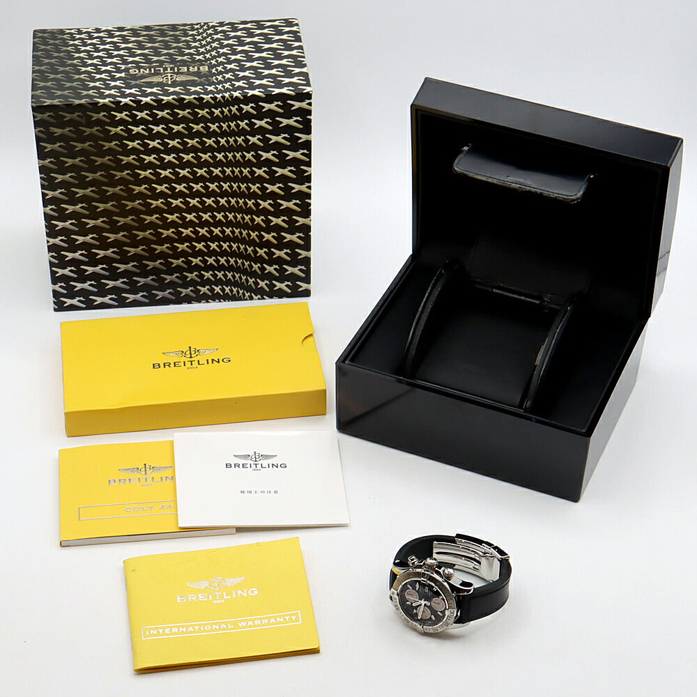 BREITLING ブライトリング クロノ スーパーオーシャン A13340 クロノグラフ デイデイト 500m防水 黒 ブラック SS ステンレス 純正ベルト 純正バックル メンズ 自動巻き【6ヶ月保証】【腕時計】【中古】