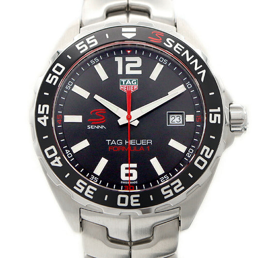 電池交換済 TAG Heuer タグホイヤー フォーミュラ1 アイルトンセナ エディション WAZ1012 BA0883 デイト 200m防水 黒 ブラック SS ステンレス メンズ クォーツ フォーミュラー1【6ヶ月保証】【腕時計】【中古】