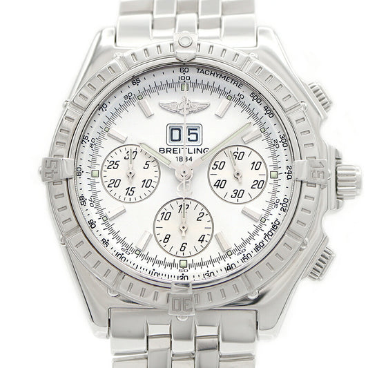 BREITLING ブライトリング クロスウィンド A44355 クロノグラフ ビッグデイト スモールセコンド 100m防水 白 ホワイト SS ステンレス メンズ 自動巻き【6ヶ月保証】【腕時計】【中古】