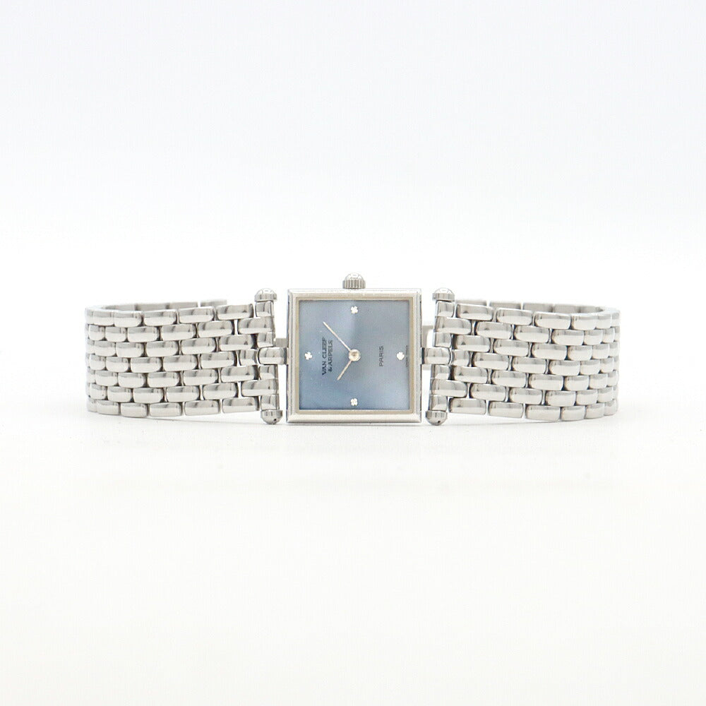 Battery replaced VanCleef&Arppels VanCleef&Arppels Classic Square 4P Diamond 522642 Diamond Blue Blue Shell SS Stainless Steel Ladies Quartz [6 Month Warranty] [Watch] [Used]
