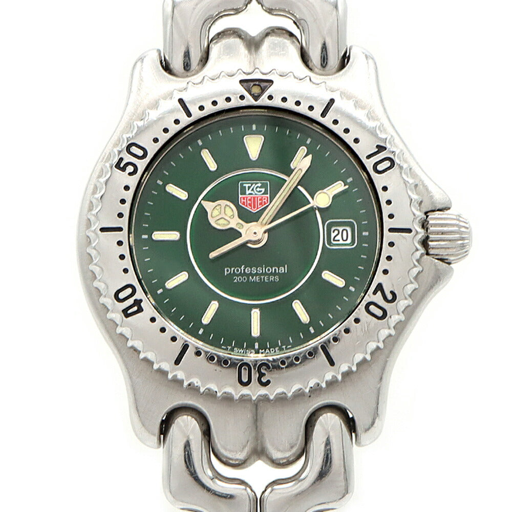 電池交換済 TAG Heuer タグホイヤー プロフェッショナル WG131E デイト 200m防水 緑 グリーン SS ステンレス レディース クォーツ【6ヶ月保証】【腕時計】【中古】