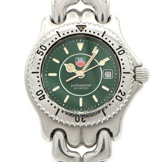 電池交換済 TAG Heuer タグホイヤー プロフェッショナル WG131E デイト 200m防水 緑 グリーン SS ステンレス レディース クォーツ【6ヶ月保証】【腕時計】【中古】