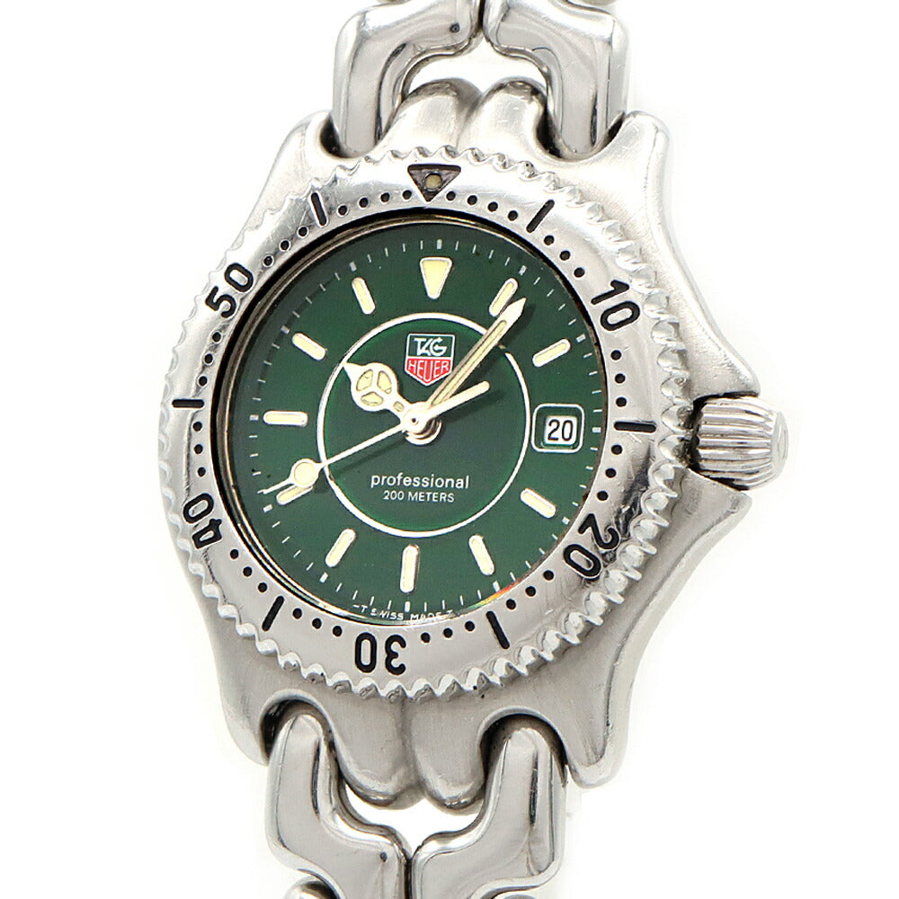 電池交換済 TAG Heuer タグホイヤー プロフェッショナル WG131E デイト 200m防水 緑 グリーン SS ステンレス レディース クォーツ【6ヶ月保証】【腕時計】【中古】