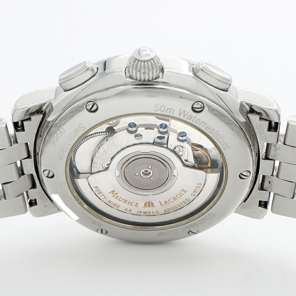MAURICE LACROIX Masterpiece Flyback Chronograph 05826 Big Date 50m Waterproof Back Slot Silver SS Stainless Steel Men's Automatic Winding [6 Month Warranty] [Watch] [Used]