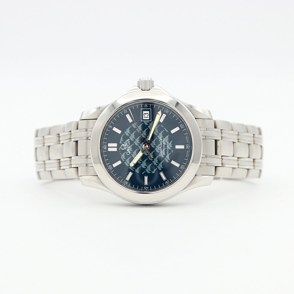 OMEGA オメガ シーマスター120 ジャックマイヨール2002 3500本限定 2508.80 デイト 120m防水 青 ブルー SS ステンレス メンズ 自動巻き【6ヶ月保証】【腕時計】【中古】