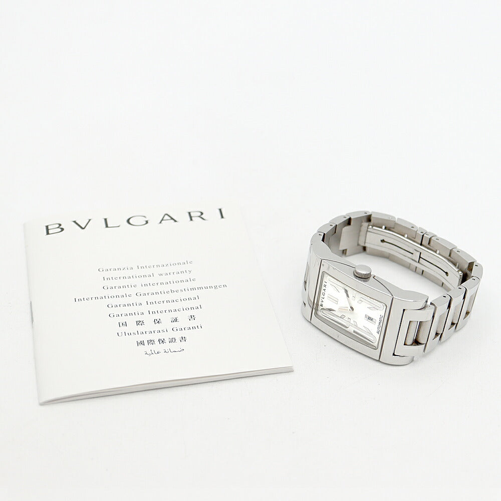 BVLGARI ブルガリ レッタンゴロ RT45S デイト 30m防水 白 ホワイト SS ステンレス メンズ 自動巻き【6ヶ月保証】【腕時計】【中古】
