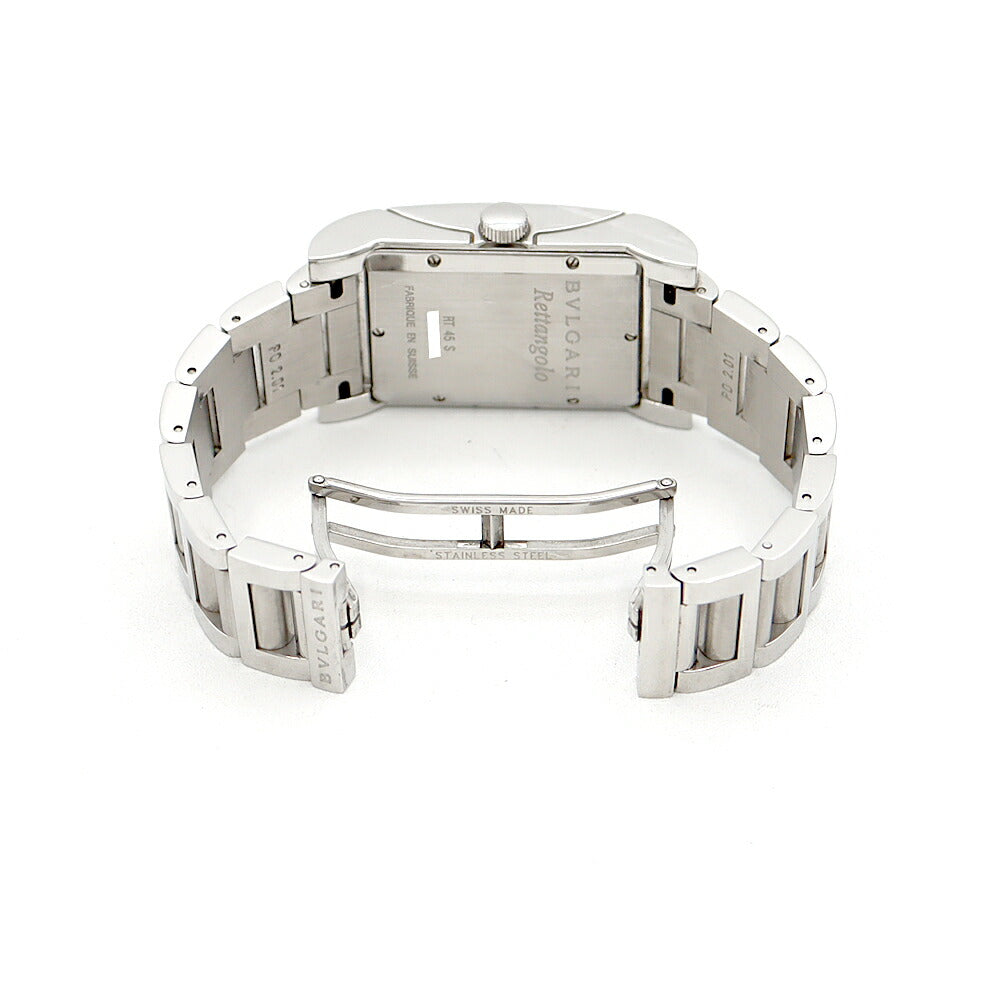 BVLGARI ブルガリ レッタンゴロ RT45S デイト 30m防水 白 ホワイト SS ステンレス メンズ 自動巻き【6ヶ月保証】【腕時計】【中古】