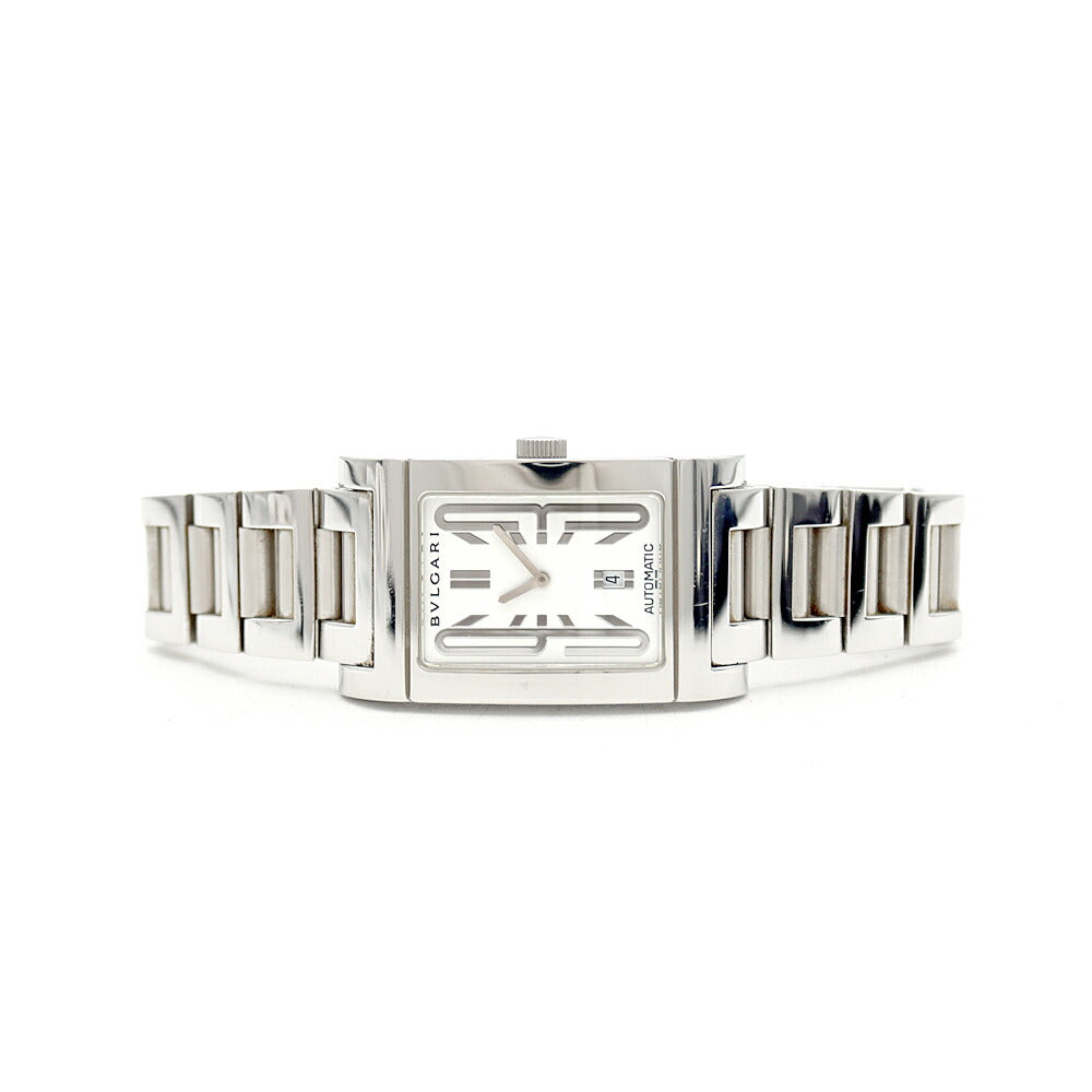 BVLGARI ブルガリ レッタンゴロ RT45S デイト 30m防水 白 ホワイト SS ステンレス メンズ 自動巻き【6ヶ月保証】【腕時計】【中古】