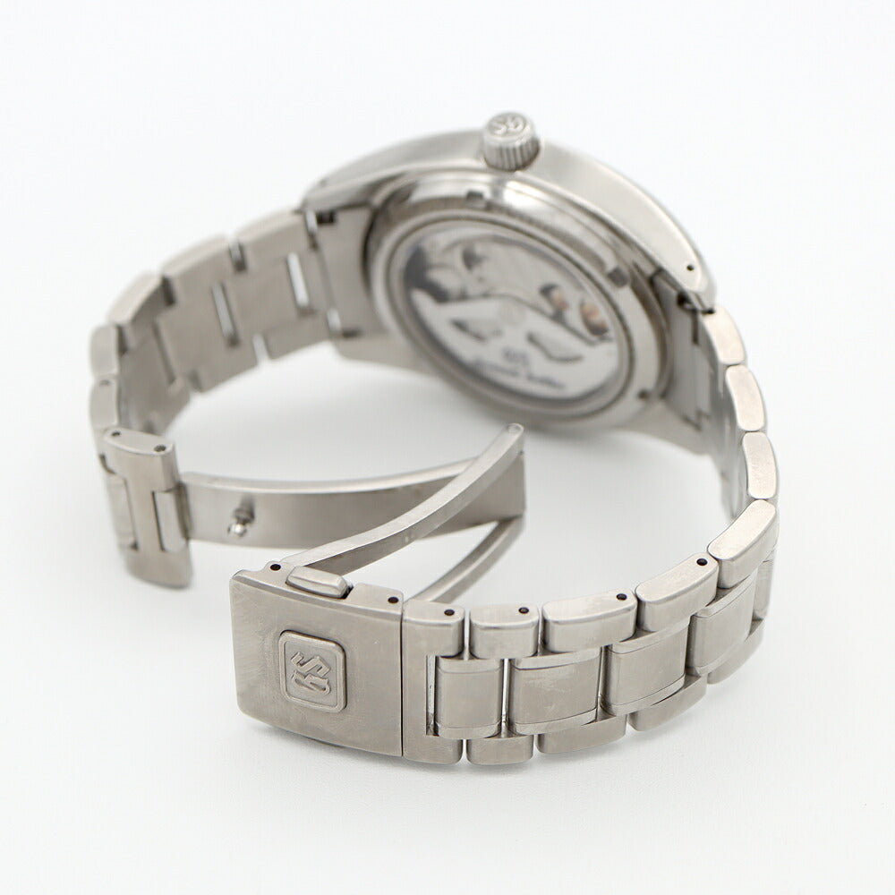 SEIKO セイコー GS グランドセイコー スプリングドライブ 雪白 9R65-0AE0 100m防水 裏スケ パワーリザーブ デイト 白 ホワイト Ti チタン メンズ 自動巻き【6ヶ月保証】【腕時計】【中古】