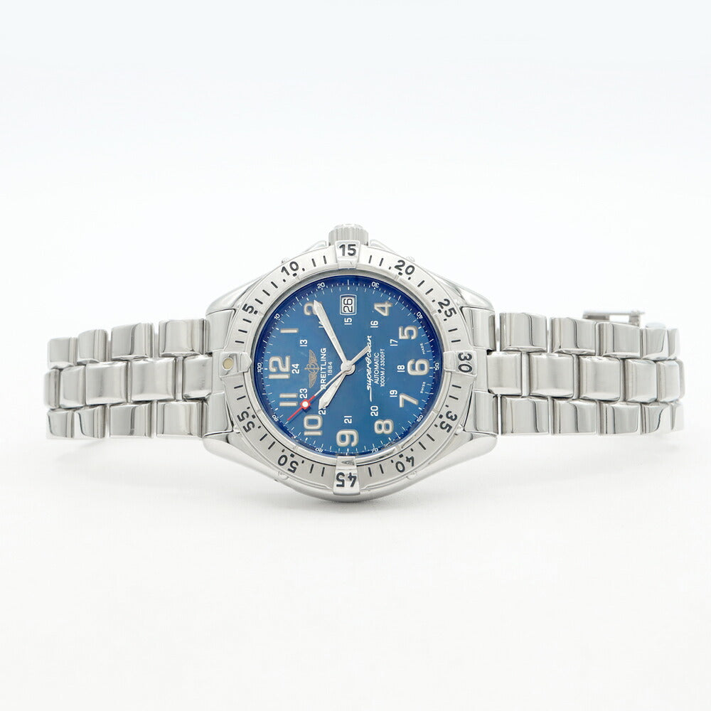 内部点検済 BREITLING ブライトリング スーパーオーシャン A17040 デイト 1000m防水 青 ブルー SS ステンレス メンズ 自動巻き【6ヶ月保証】【腕時計】【中古】