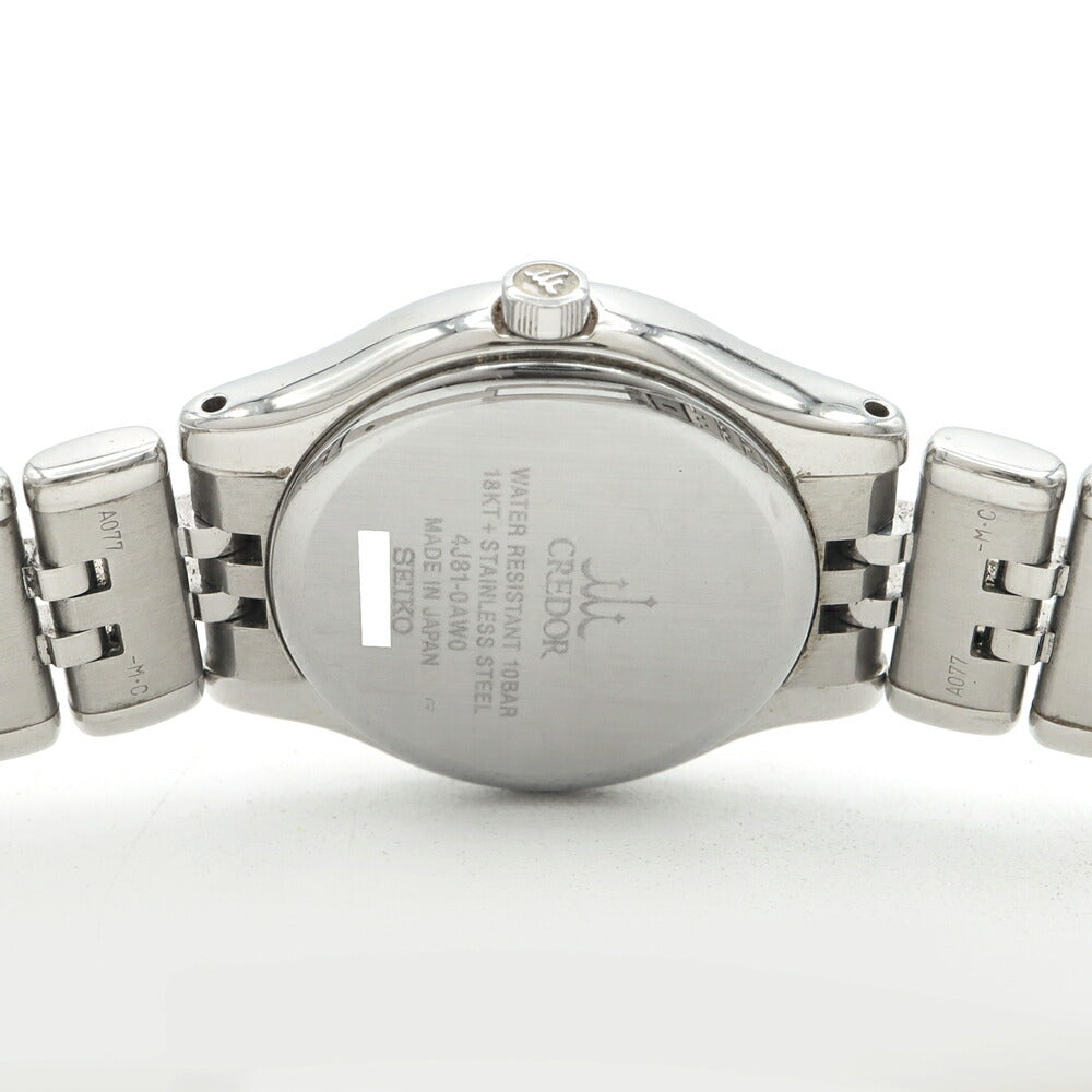 電池交換済 SEIKO セイコー クレドール シグノ 4J81-0AW0 ダイヤモンド 22Pダイヤ 白 ホワイトシェル K18PG ピンクゴールド SS ステンレス コンビ レディース クォーツ【6ヶ月保証】【腕時計】【中古】