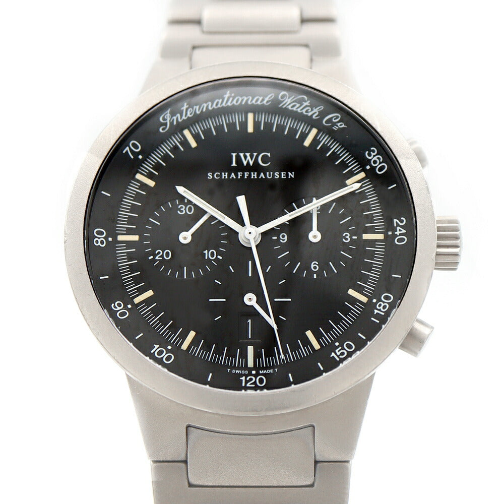 電池交換済 IWC インターナショナルウォッチカンパニー GST クロノグラフ IW372701 デイト スモールセコンド 黒 ブラック Ti チタン メンズ クォーツ 【6ヶ月保証】【腕時計】【中古】