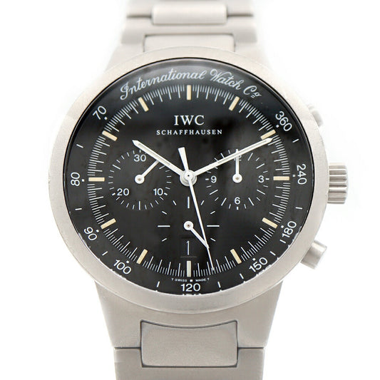 電池交換済 IWC インターナショナルウォッチカンパニー GST クロノグラフ IW372701 デイト スモールセコンド 黒 ブラック Ti チタン メンズ クォーツ 【6ヶ月保証】【腕時計】【中古】