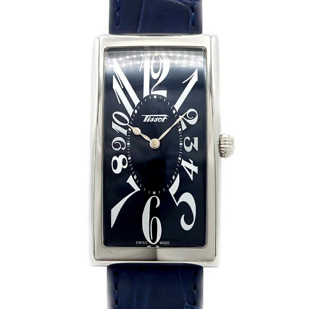 電池交換済 TISSOT ティソ ヘリテージ バナナウォッチ T117509A 30m防水 紺 ネイビー SS ステンレス 純正ベルト 純正尾錠 メンズ クォーツ【6ヶ月保証】【腕時計】【中古】