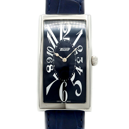 電池交換済 TISSOT ティソ ヘリテージ バナナウォッチ T117509A 30m防水 紺 ネイビー SS ステンレス 純正ベルト 純正尾錠 メンズ クォーツ【6ヶ月保証】【腕時計】【中古】