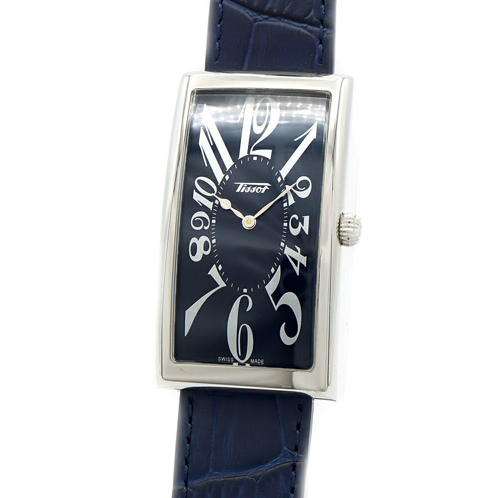 電池交換済 TISSOT ティソ ヘリテージ バナナウォッチ T117509A 30m防水 紺 ネイビー SS ステンレス 純正ベルト 純正尾錠 メンズ クォーツ【6ヶ月保証】【腕時計】【中古】