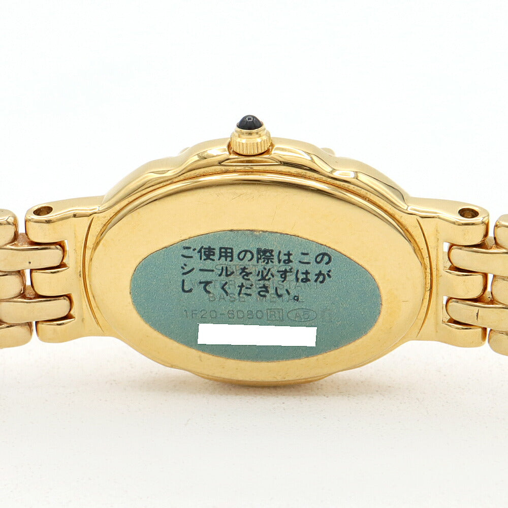電池交換済 SEIKO セイコー エクセリーヌ ダイヤベゼル 1F20-6D80 ダイヤモンド 白 ホワイトシェル YGP イエローゴールド レディース クォーツ【6ヶ月保証】【腕時計】【中古】