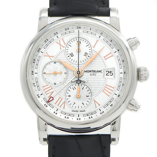 MONTBLANC Star Chronograph UTC 7223 113880 Date Silver SS Stainless Steel Genuine Belt Genuine Buckle Men's Automatic Winding [6 Month Warranty] [Watch] [Used]