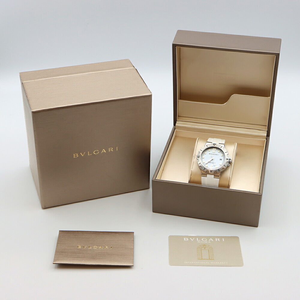 BVLGARI ブルガリ ディアゴノ スクーバ DP41SSD 300m防水 デイト 白 ホワイト SS ステンレス 純正ベルト 純正尾錠 メンズ 自動巻き【6ヶ月保証】【腕時計】【中古】