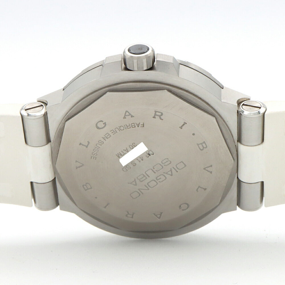 BVLGARI ブルガリ ディアゴノ スクーバ DP41SSD 300m防水 デイト 白 ホワイト SS ステンレス 純正ベルト 純正尾錠 メンズ 自動巻き【6ヶ月保証】【腕時計】【中古】