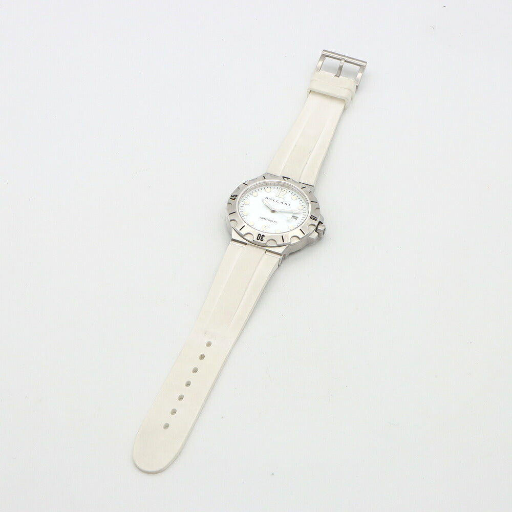 BVLGARI ブルガリ ディアゴノ スクーバ DP41SSD 300m防水 デイト 白 ホワイト SS ステンレス 純正ベルト 純正尾錠 メンズ 自動巻き【6ヶ月保証】【腕時計】【中古】