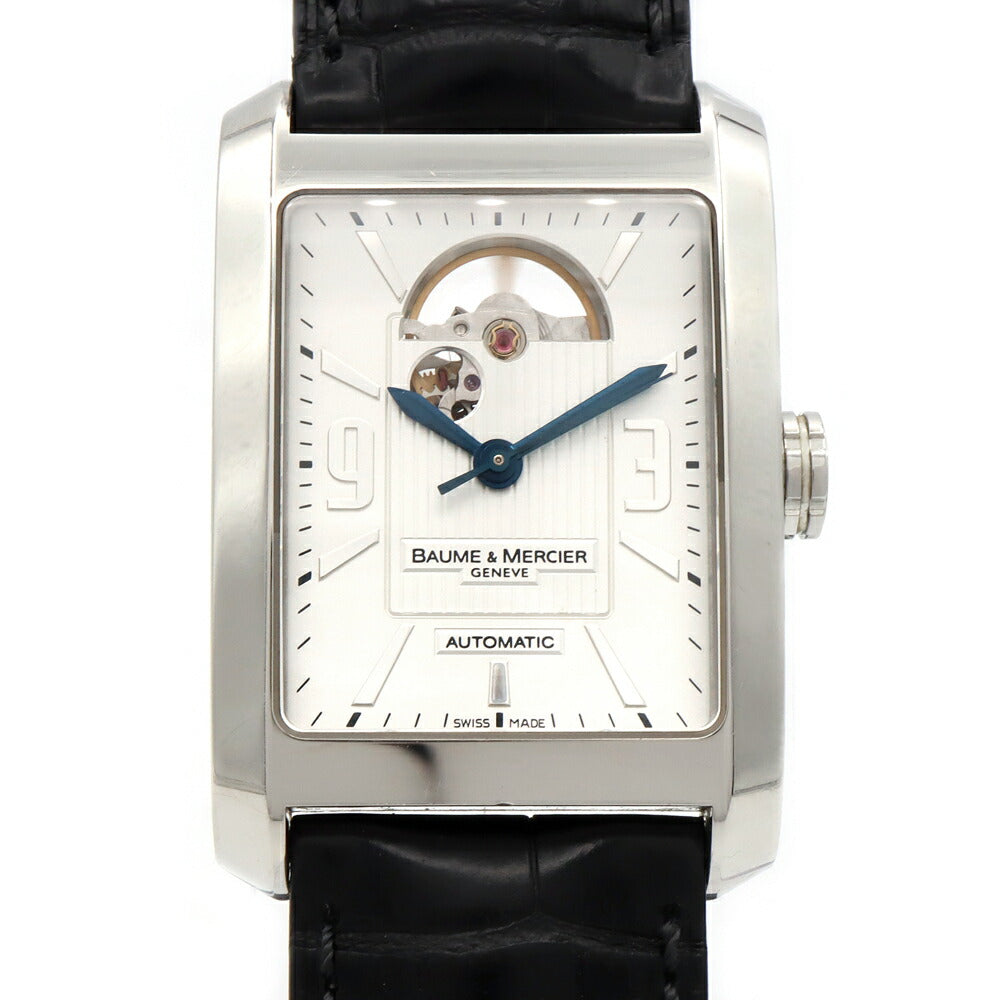 内部点検済 BAUME＆MERCIER ボーム&メルシェ ハンプトン 65647 裏スケ 50m防水 シルバー SS ステンレス 純正ベルト 純正尾錠 メンズ 自動巻き【6ヶ月保証】【腕時計】【中古】