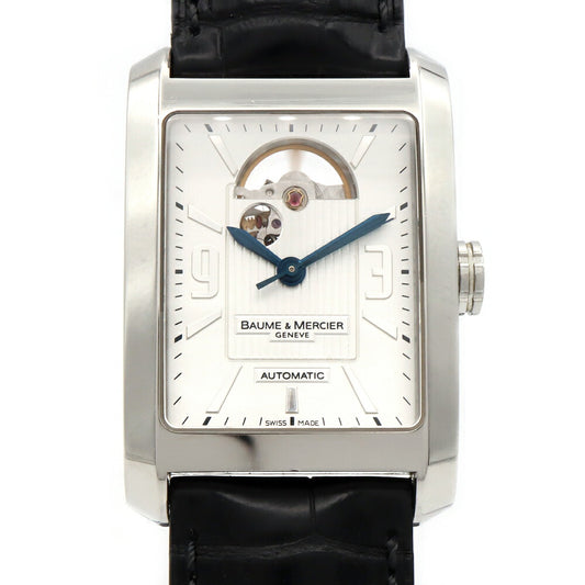 内部点検済 BAUME＆MERCIER ボーム&メルシェ ハンプトン 65647 裏スケ 50m防水 シルバー SS ステンレス 純正ベルト 純正尾錠 メンズ 自動巻き【6ヶ月保証】【腕時計】【中古】