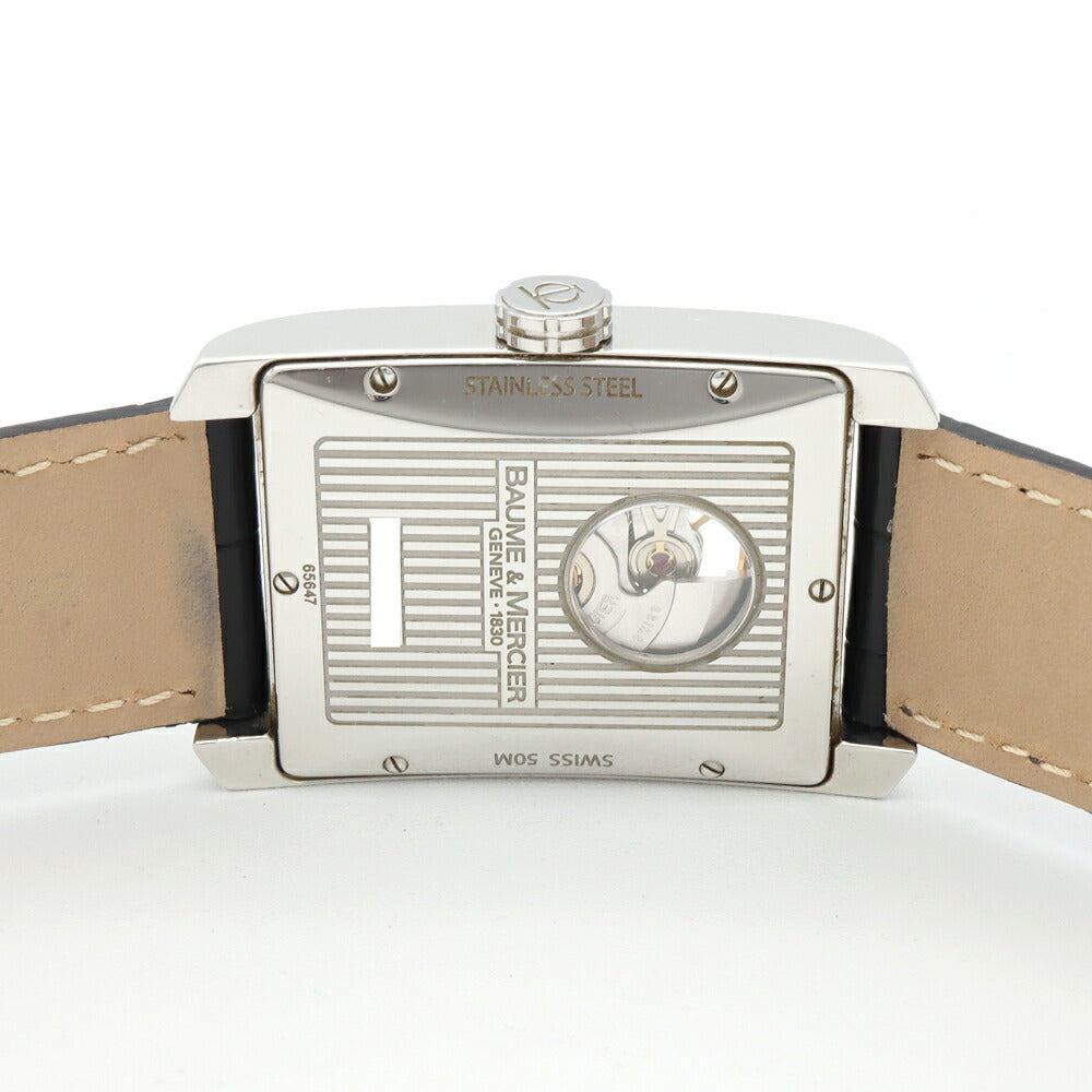 内部点検済 BAUME＆MERCIER ボーム&メルシェ ハンプトン 65647 裏スケ 50m防水 シルバー SS ステンレス 純正ベルト 純正尾錠 メンズ 自動巻き【6ヶ月保証】【腕時計】【中古】