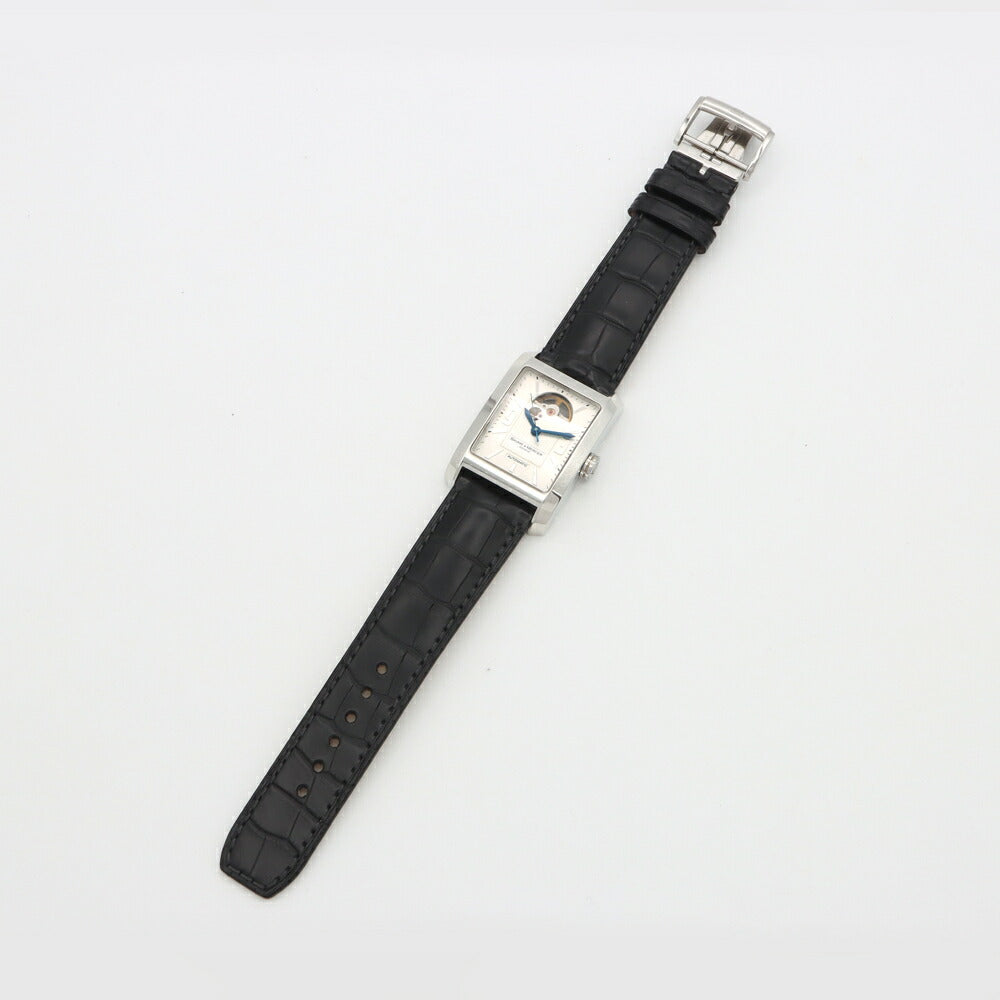 内部点検済 BAUME＆MERCIER ボーム&メルシェ ハンプトン 65647 裏スケ 50m防水 シルバー SS ステンレス 純正ベルト 純正尾錠 メンズ 自動巻き【6ヶ月保証】【腕時計】【中古】